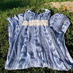 Rue21 Light Blue and Navy Paisley Tank Dress